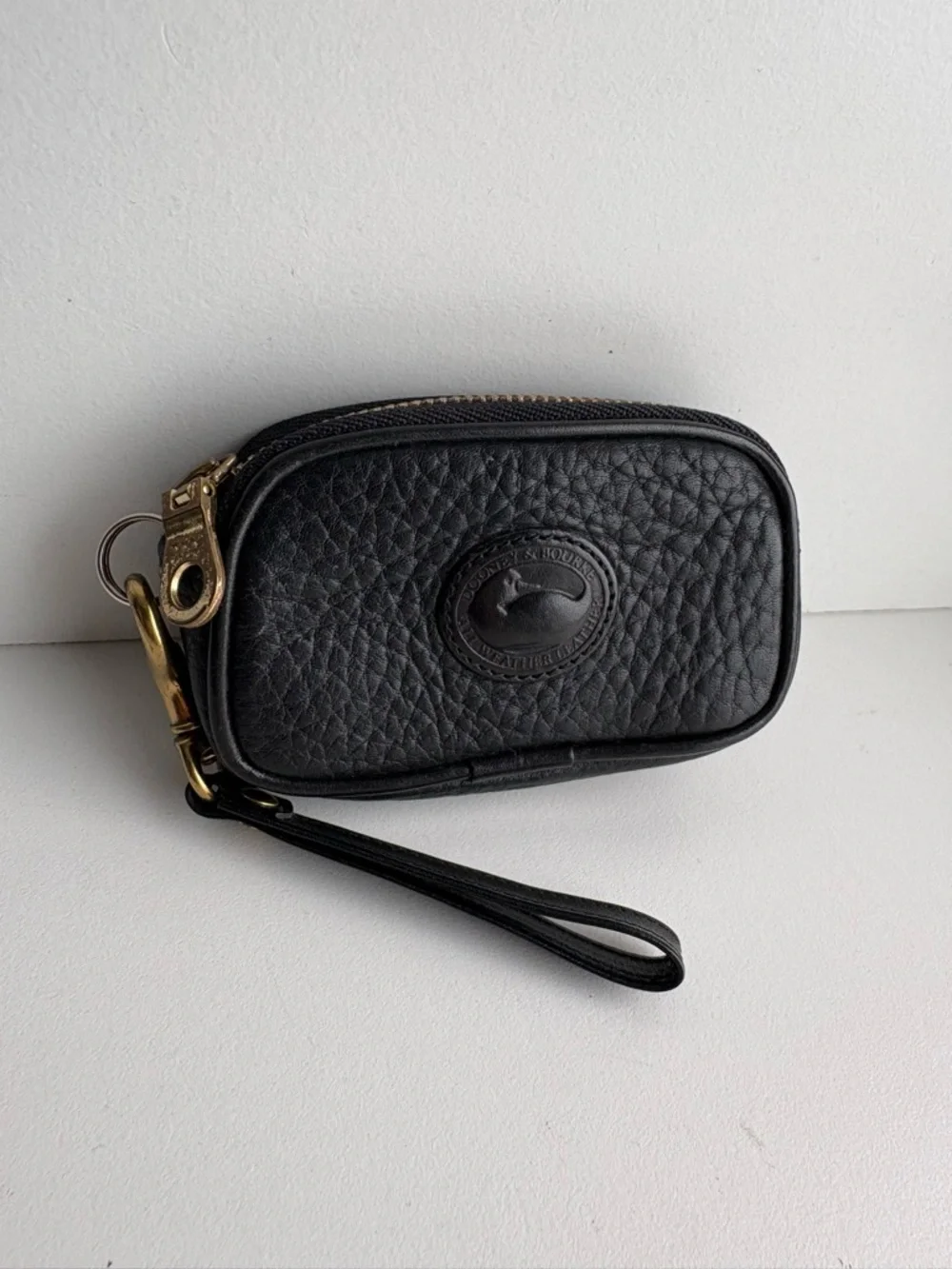 Dooney & Bourke awl black leather Key Caddy Chain Coin Purse zip wallet - Picture 3 of 15